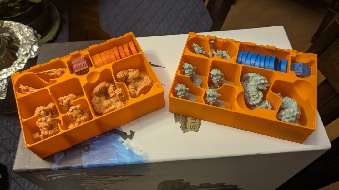 Blue and orange team boxes